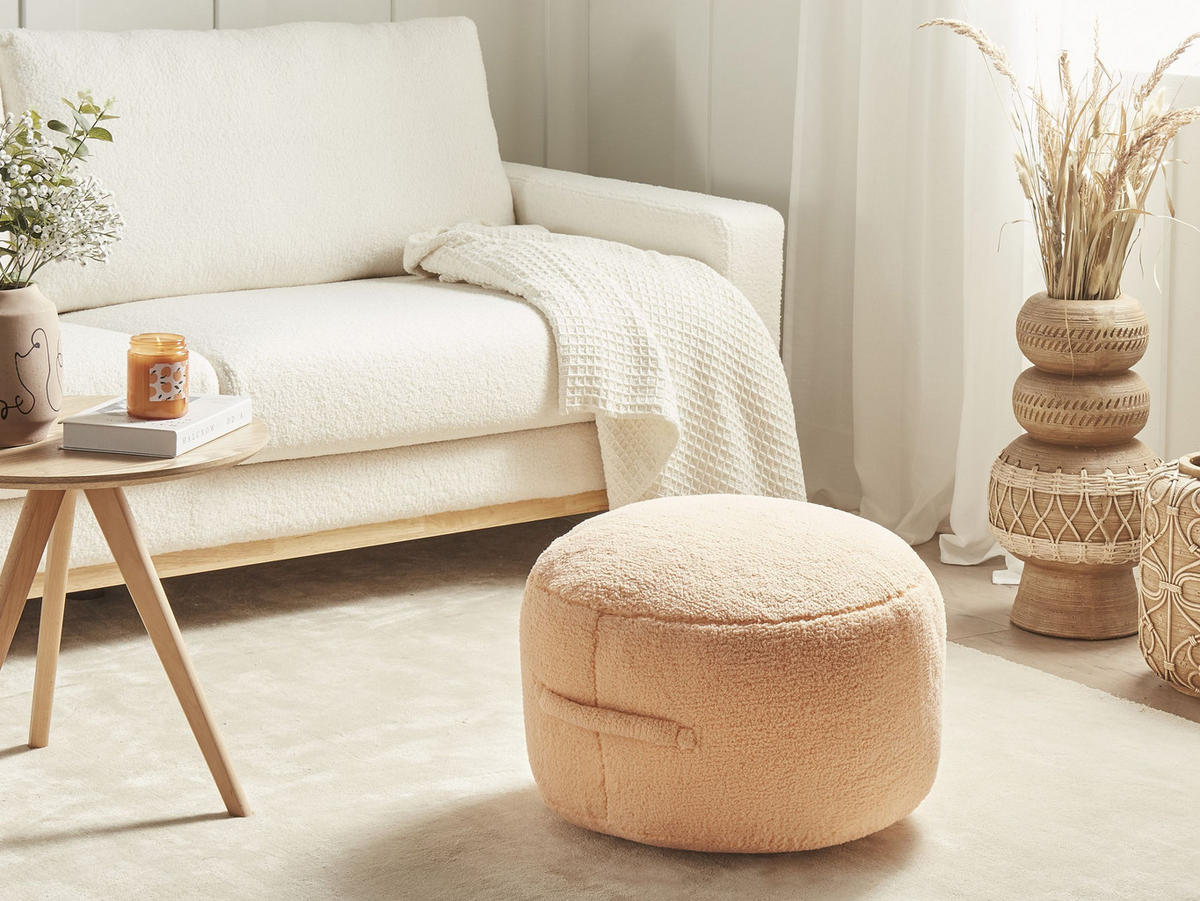 POUF Hellbeige Adlana - Orange, Textil (50/30/50cm) - Beliani