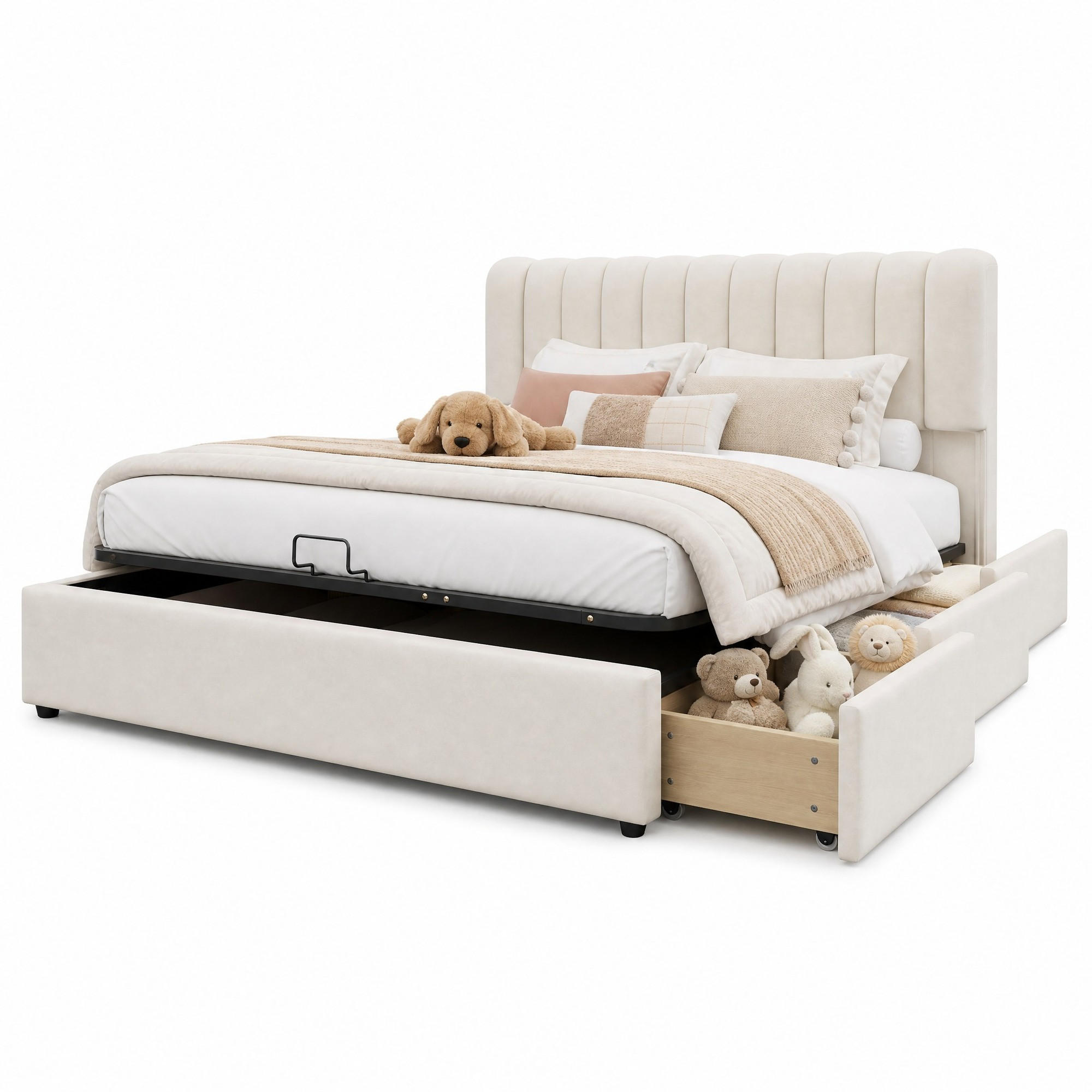 Ivmeu Kinder-Polsterbett Beige 140x200 cm