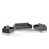 SOFASET Valerie 3-2-1 - Anthrazit, Holzwerkstoff/Textil (228/79/90cm) - Fun Möbel