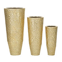 DEKOVASEN IM 3ER-SET Glasy, goldfarben, Eisen, Höhen 114,9, 92,7 und 70,5 cm - Goldfarben, Metall (115cm) - Mauro Ferretti