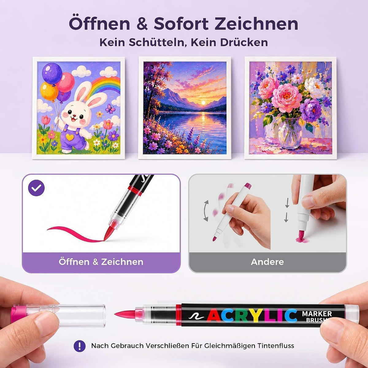 ACRYLSTIFTE Set 72 Farben Pinselspitze - Multicolor, Kunststoff (15.1/5.4/20.1cm)