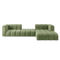 ECKSOFA Modulares In L-Form, Velvet-Stoff Riviera, Olive, Rechts, GRAND 319 cm - Olivgrün, Holz (319/175cm) - Kaiser Möbel