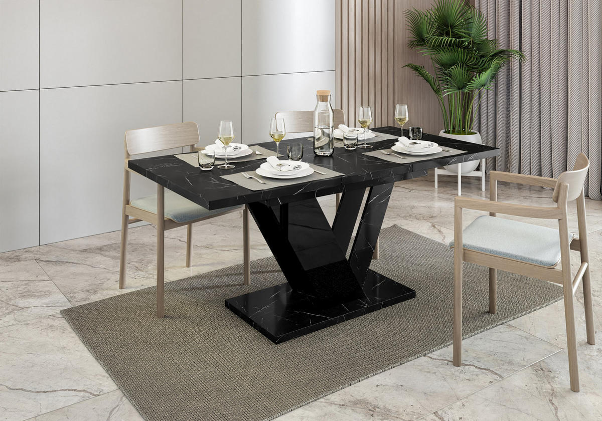 ESSTISCH ZAFIR Ausziehbar 120 - 160 / 80 x 76 cm - Schwarz, Holz (120/80/76cm) - MASSENO