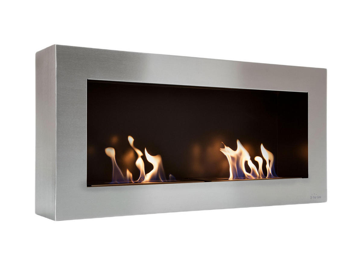 BIOETHANOL-KAMIN Silber Wandmodell inklusive 2.4 L Brennblock - Silberfarben, Metall (90/43/20cm) - Purline