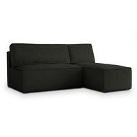 ECKSOFA BRISO M Schwarz Velours-Stoff mit Schlaffunktion - Schwarz, Holz (200/140cm) - MASSENO