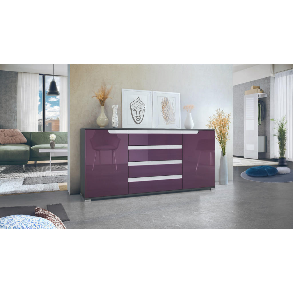 Thumbnail - Vladon Sideboard, Brombeere, Holzwerkstoff, 166.5x75.5x35 cm, Wohnzimmer, Kommoden & Sideboards, Sideboards