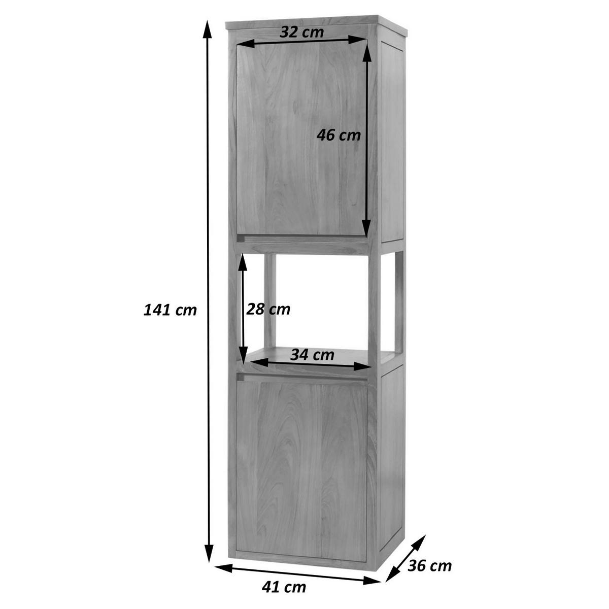 TEAK-HOCHSCHRANK Braun - Braun, Holz (41/141/36cm) - MCW