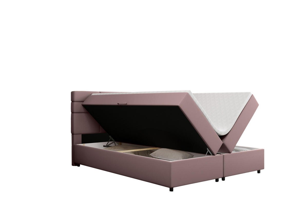 BOXBETT Reve 180 x 200 cm mit Bettkasten und Lattenrost ohne matratze - rosa - Beige, Holz (180/206cm) - Panda Möbel