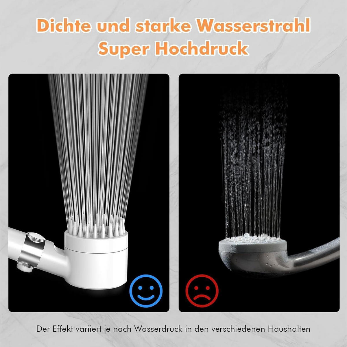 HANDBRAUSE mit Filter 15-Schichten-Filtration 3 Strahlarten Weiß - Weiß, Kunststoff (9/12.7/27cm)