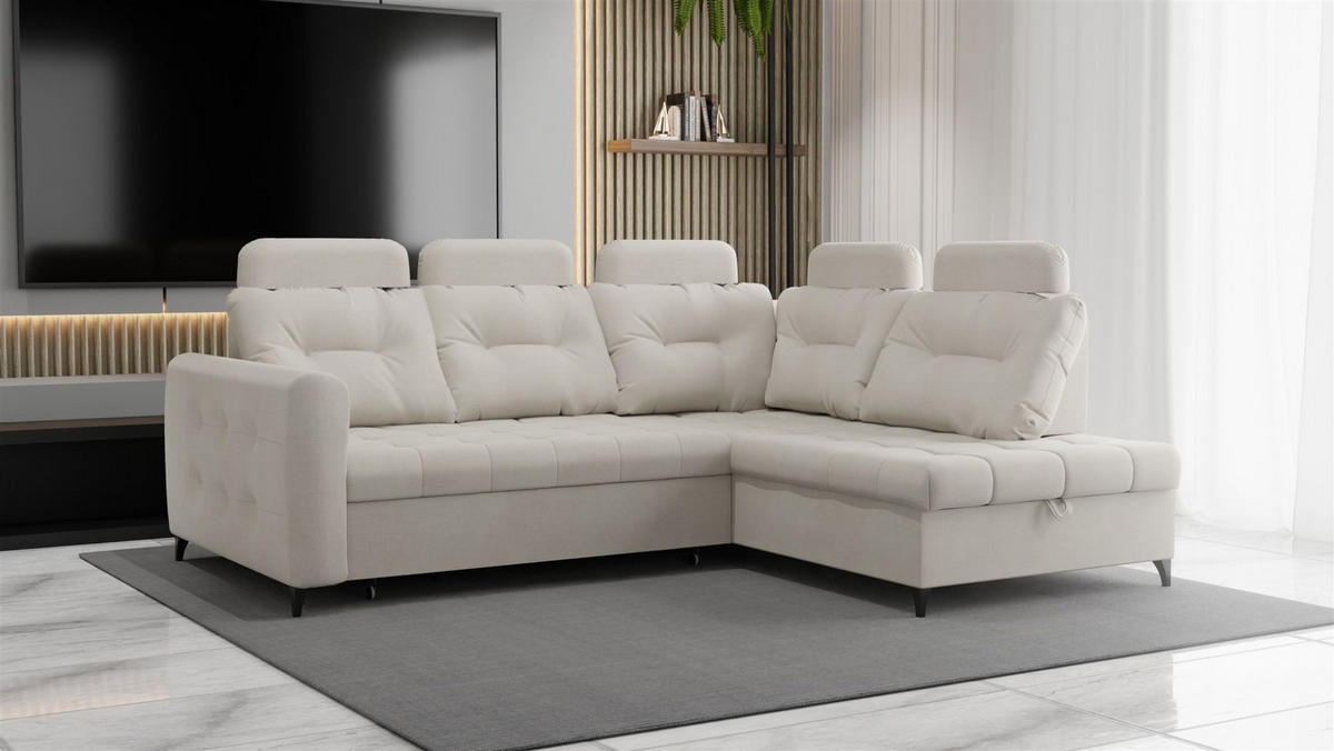 ECKSOFA Wendie - Beige, Holzwerkstoff/Textil (250/200cm) - Fun Möbel