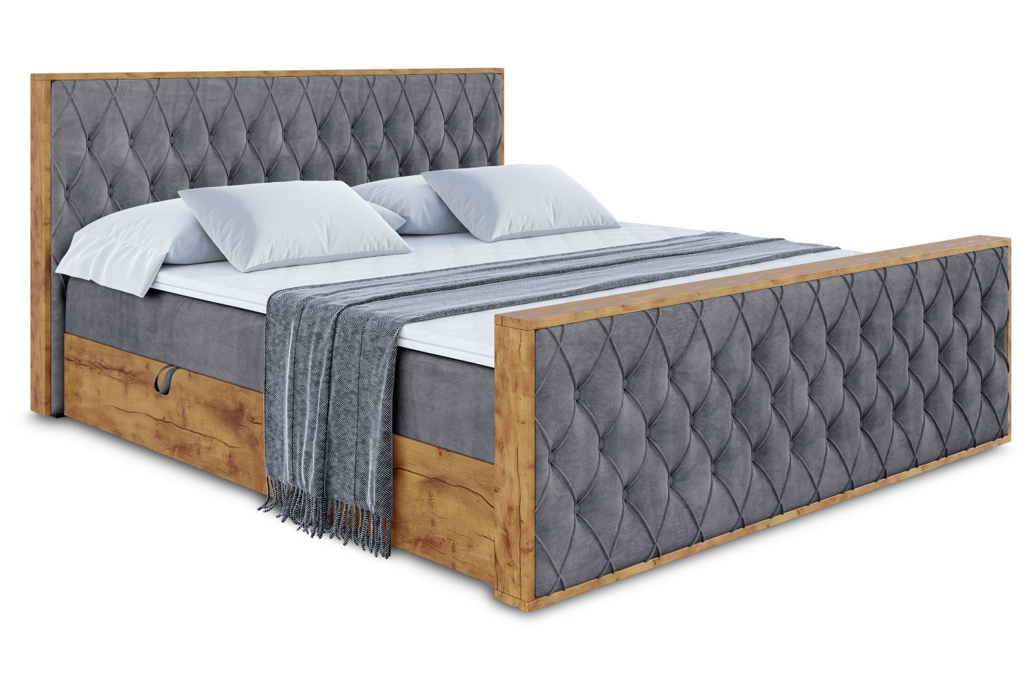 BOXBETT mit Matratze H4 und Lattenrost - LOLLI5-Z - 140x200 - Dunkelgrau Casablanca - Dunkelgrau, Holzwerkstoff (140/200cm) - ALTDECOR