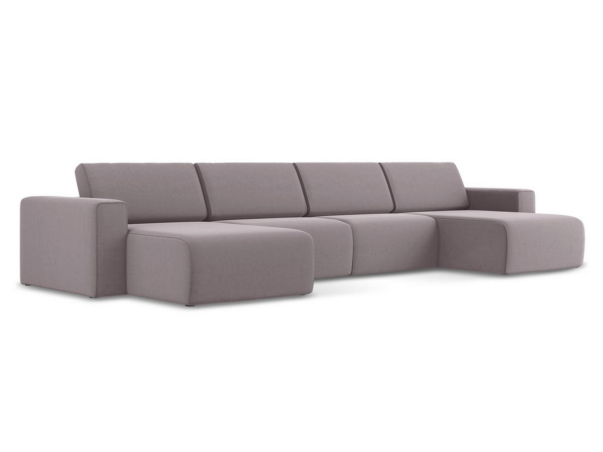 WOHNLANDSCHAFT Samt Stoff Violett - Lila/Flieder, Kunststoff/Textil (404/80/167cm) - Makamii