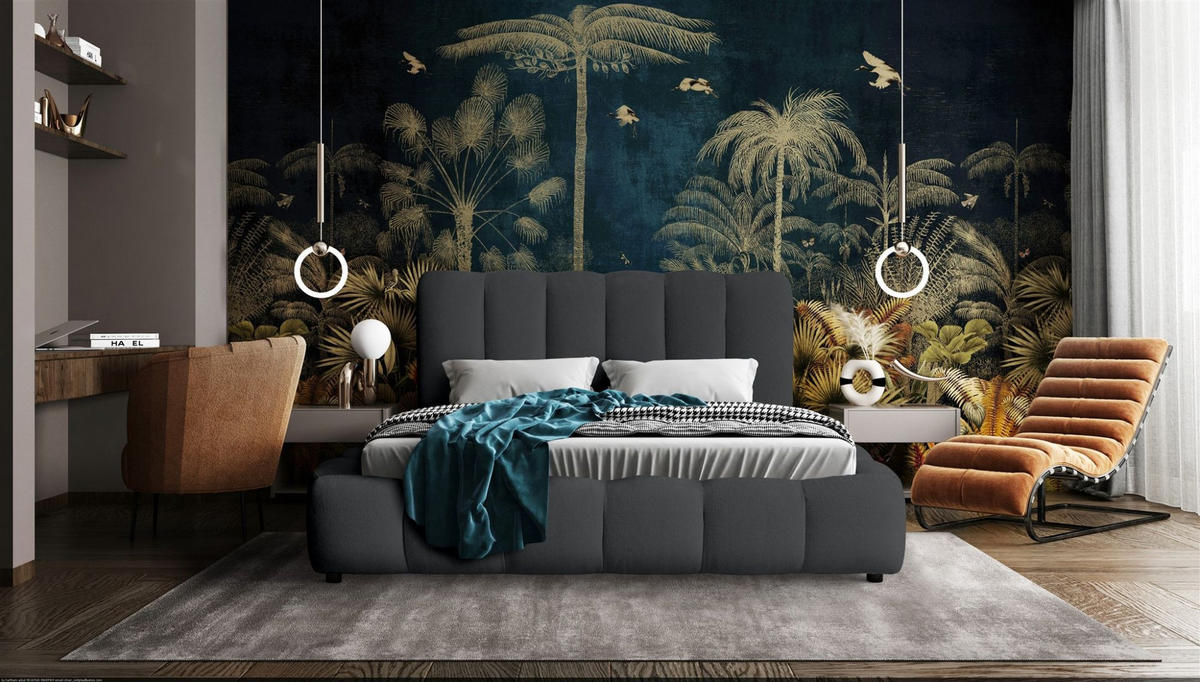 POLSTERBETT Heda Komplettset - Anthrazit, Holzwerkstoff/Textil (140/200cm) - Fun Möbel