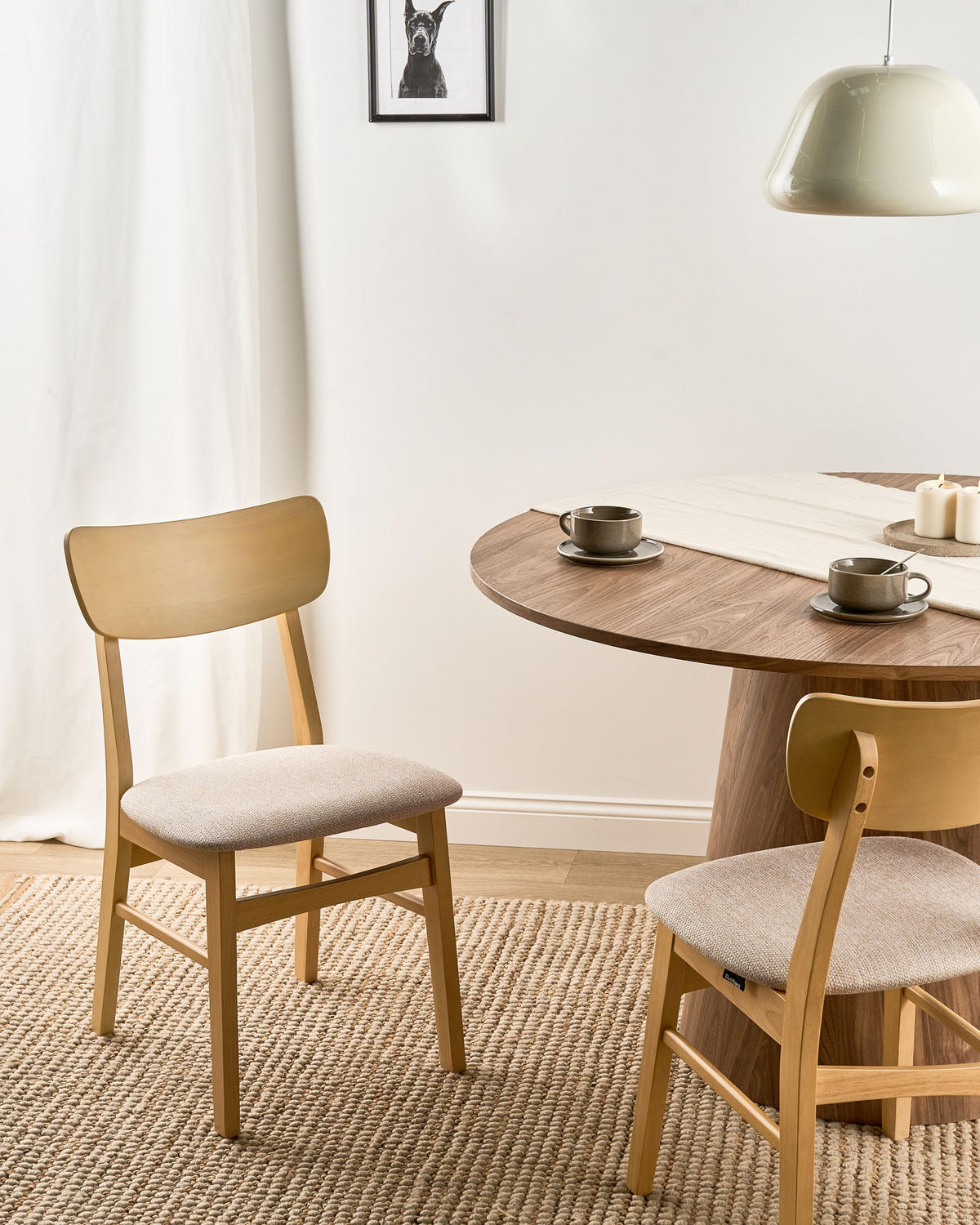 ESSZIMMERSTUHL 2er-Set Hellbeige Anoka - Beige/Braun, Holz (45/80/50cm) - Beliani