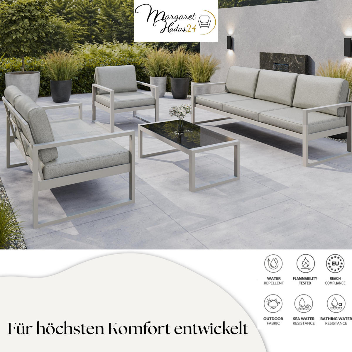 GARTENSESSEL Madera 76x80 cm, kaschmir, beige - Kaschmir/Beige, Kunststoff/Metall (76/86/80cm) - Margaret Hadas24