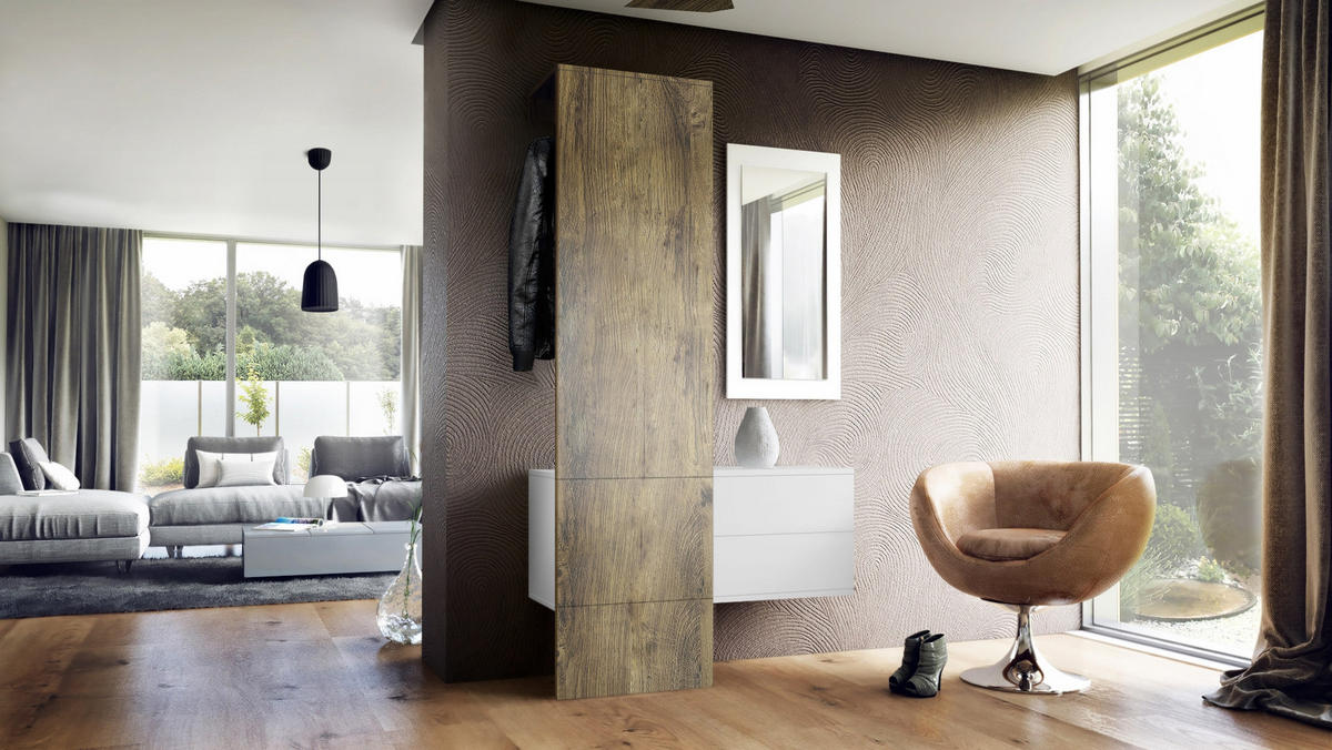 GARDEROBE Carlton Paneel in Eiche Ribbeck - Alteiche, Holzwerkstoff (105/193/35cm) - Vladon