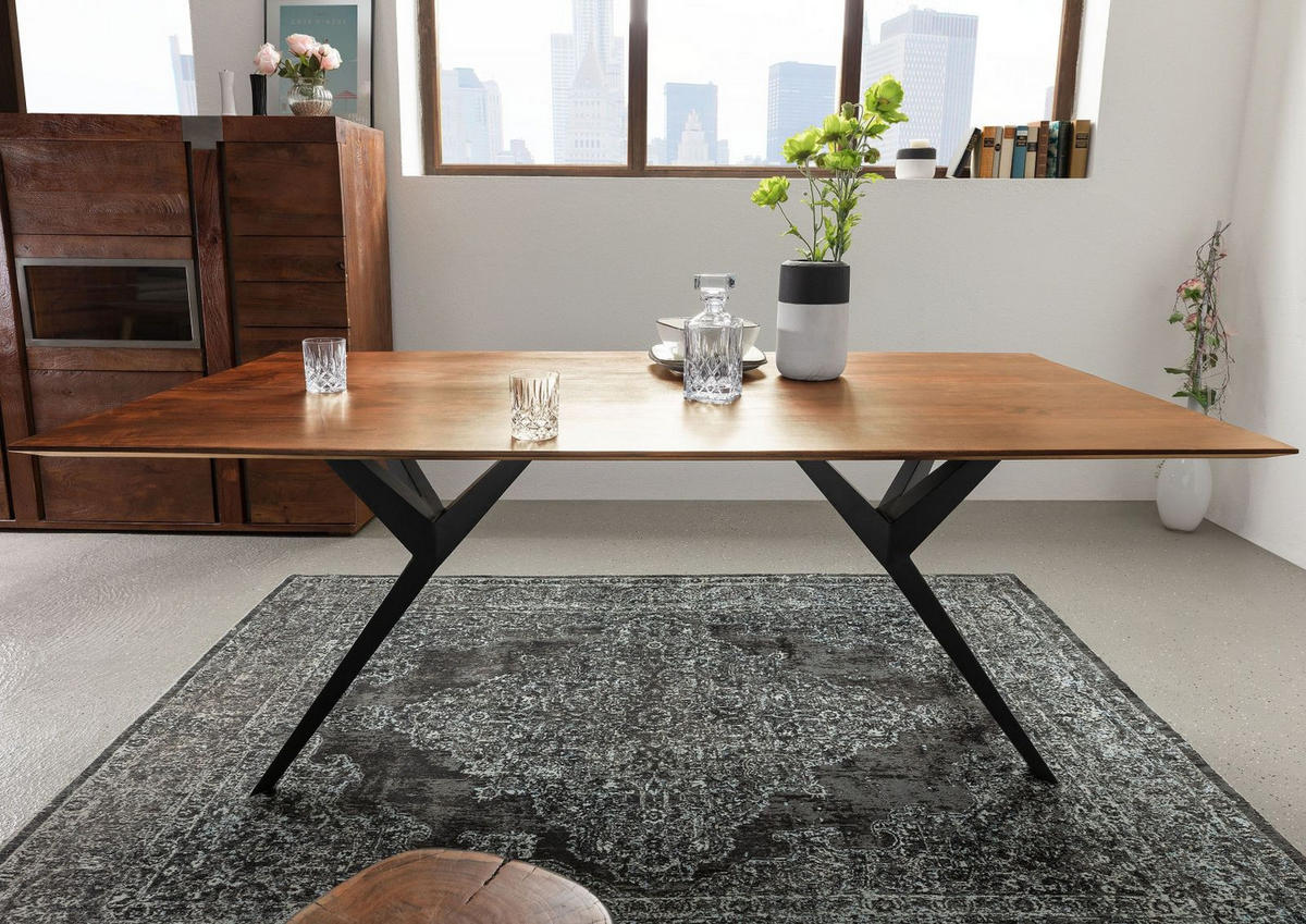 ESSTISCH Akazie 180x90x76 natur lackiert Beine anthrazit matt SWISS EDGE #20 - Braun, Holz (90/180/76cm) - Massivmoebel24