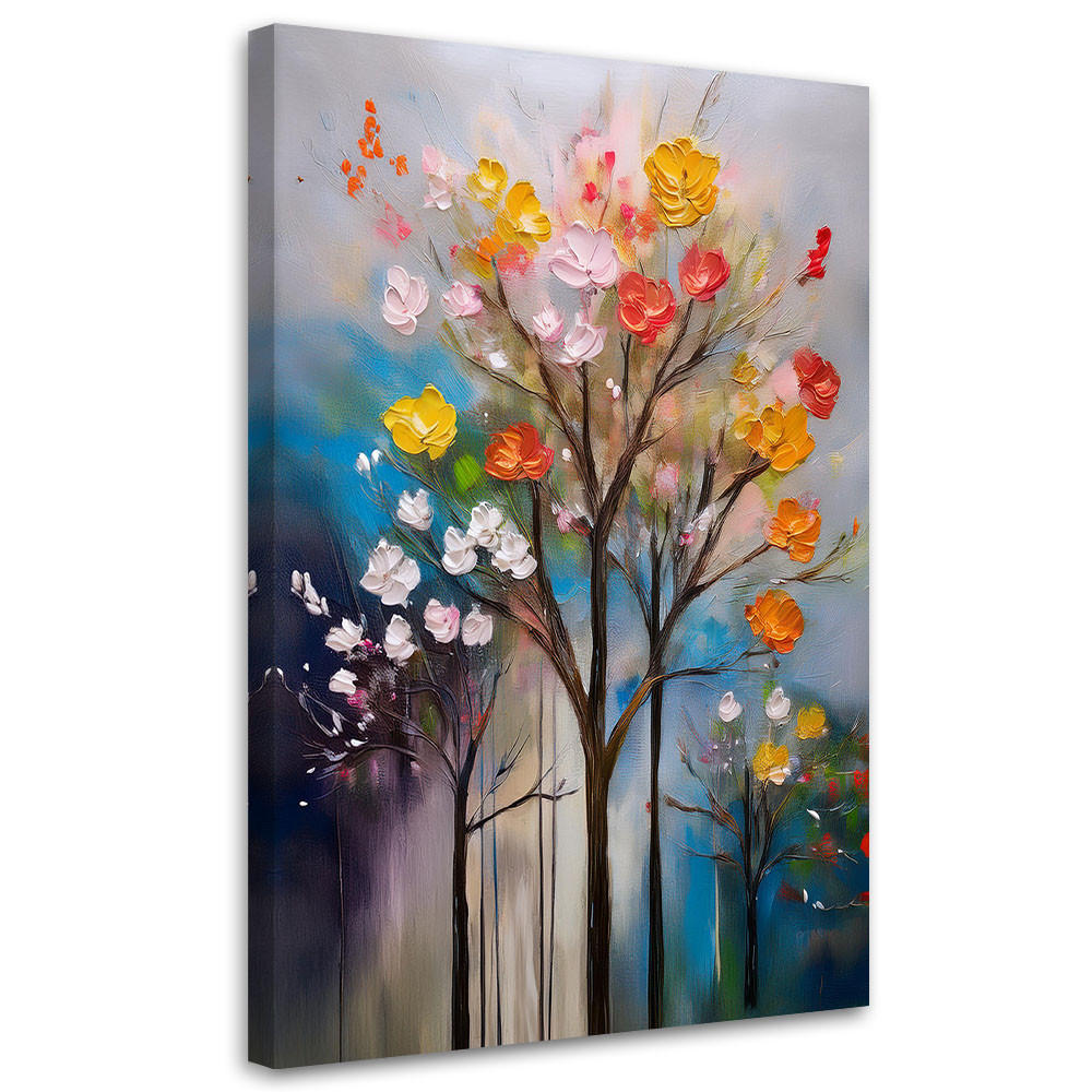 LEINWANDBILD Baum abstrakte Blumen 40x60cm - Grau, Textil (40/60cm) - Feeby