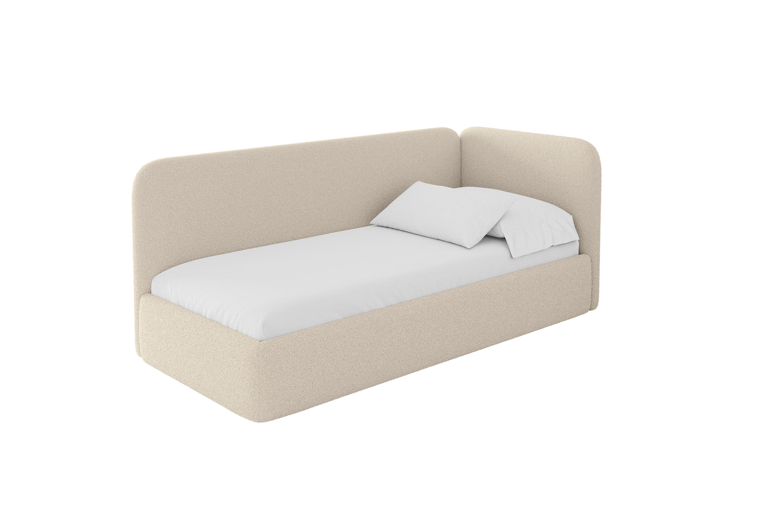ALTDECOR JEDNOLŮŽKOVÁ POSTEL pro mládež s úložným prostorem a matrací H3/H4, vlevo - ELSY 90x200 tmavě béžová