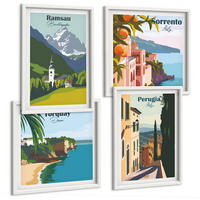 BILDER SET 4er Set - 50x50 cm & 40x60 cm Weißer Rahmen - Berglandschaften und Städte - Weiß, Kunststoff (50/50cm) - TULUP