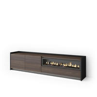 LOWBOARD, Eiche und Schwarz, 207/37/50cm, Kamin mit Feuereffekt - Dunkelbraun, Holzwerkstoff (207/50/37cm) - Skraut Home