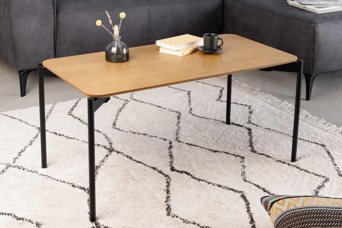 COUCHTISCH DESIGNO rechteckig Braun|Natur 90cm - Schwarz/Braun, Holz/Metall (45/90/45cm) - riess-ambiente