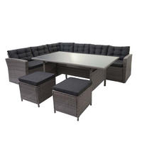 POLY-RATTAN-GARNITUR Grau - Grau, Kunststoff - MCW