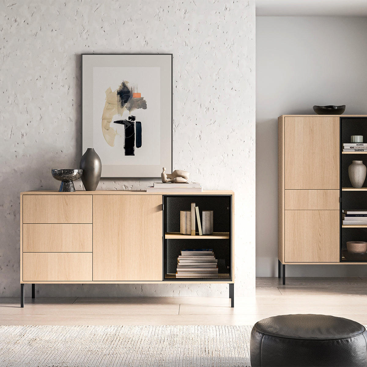 SIDEBOARD Paige Holz und Schwarz - Schwarz, Holzwerkstoff (160/86/40cm) - Petits-meubles