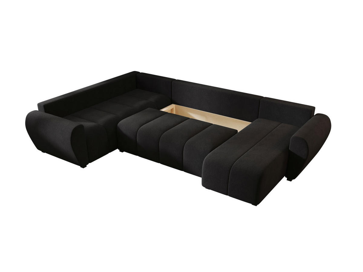 WOHNLANDSCHAFT MOLISA U PLUS Cosmic 100 Rechts mit Schlaffunktion - Schwarz, Textil (303/82/208cm) - Bedante