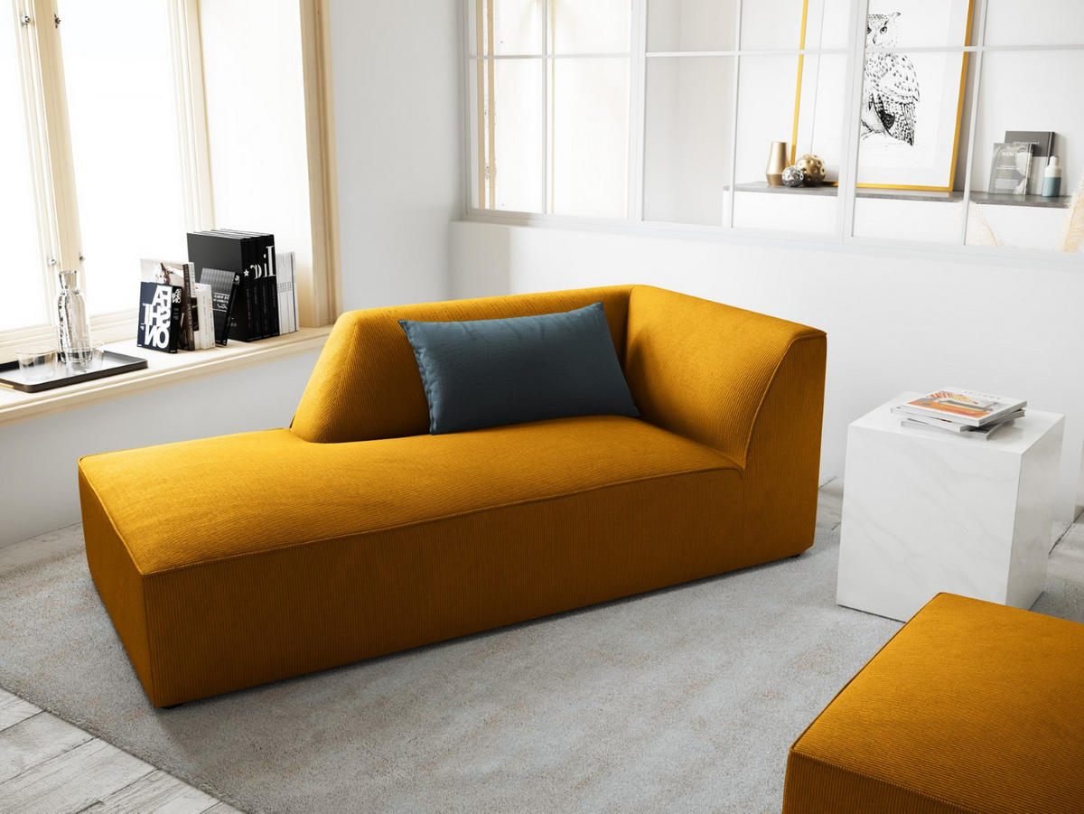 CHAISELONGUE links Ruby aus Cord gelb - Gelb, Textil (93/69/180cm) - Micadoni