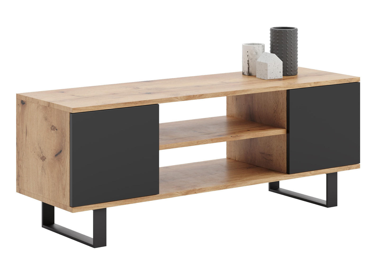 LOWBOARD Focus - Eichefarben/Schwarz, Holzwerkstoff (40/49/135cm) - RAUMHIRSCH FURNITURE