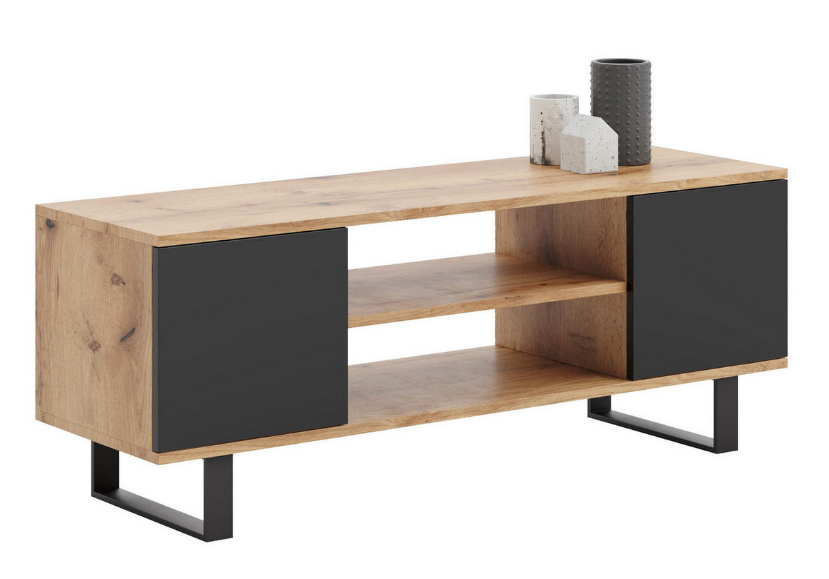 LOWBOARD Focus - Eichefarben/Schwarz, Holzwerkstoff (40/49/135cm) - RAUMHIRSCH FURNITURE