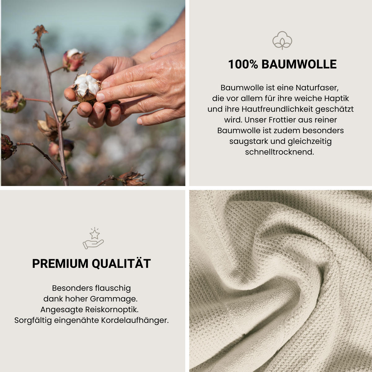 SAUNATUCH Turin - 75 x 200 cm - Helltaupe - Taupe, Textil (75/200cm) - SCHIESSER