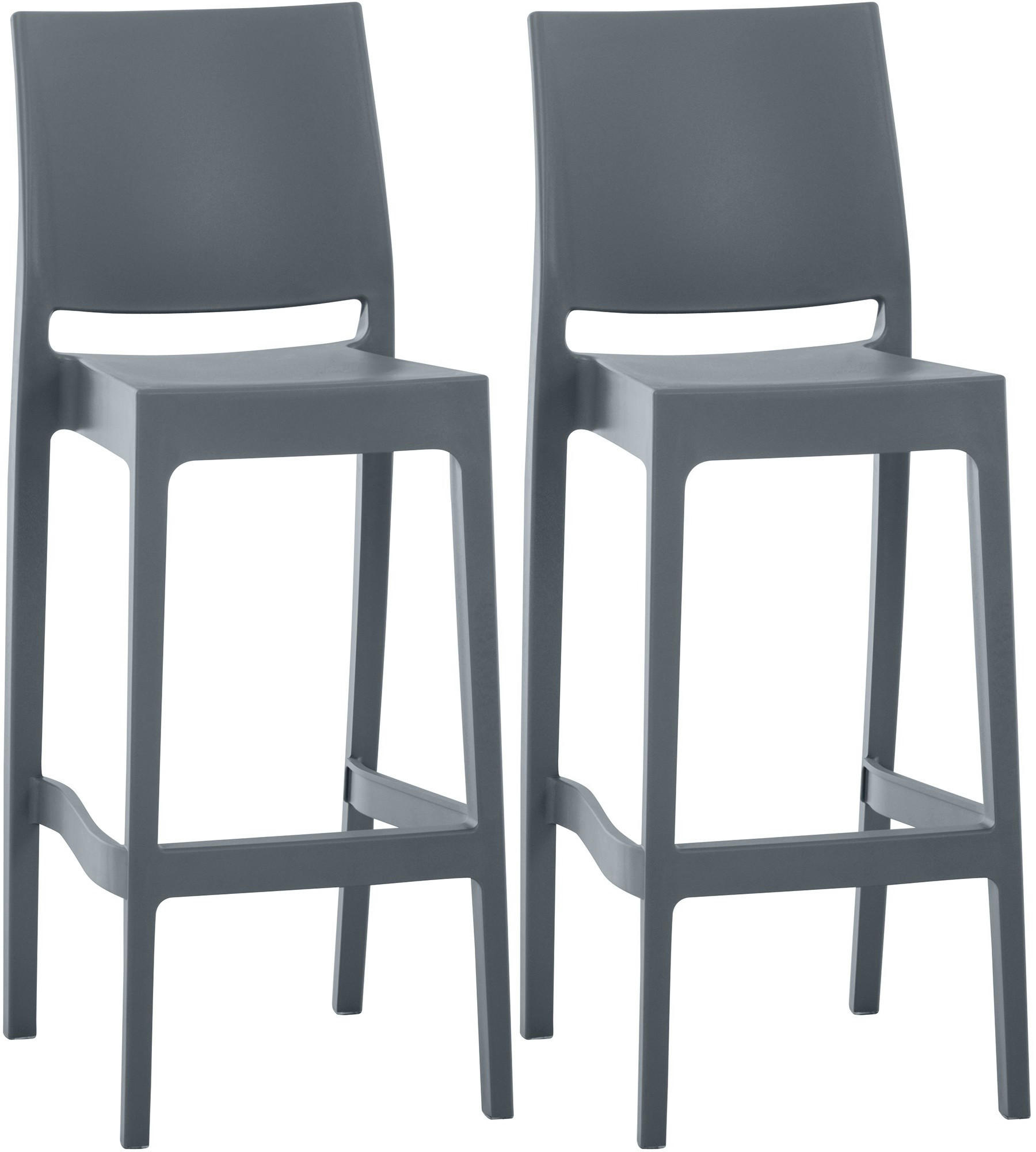 BARHOCKER 2er Set Kunststoff dunkelgrau - Dunkelgrau/Grau, Kunststoff (45/105/51cm) - CLP
