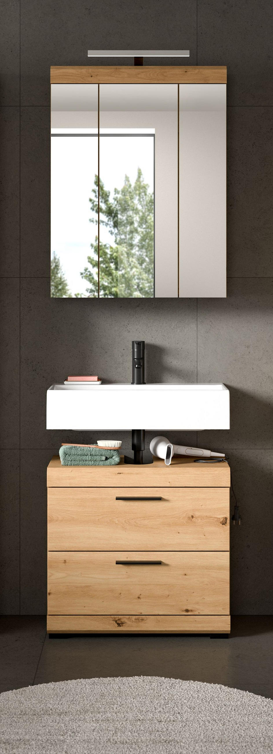 BADEZIMMER Vento 3-tlg. (B/H/T: ca. 60/191/34 cm) in Artisan Eiche /Artisan Eiche - Eiche Artisan, Holz (60/191/34cm)