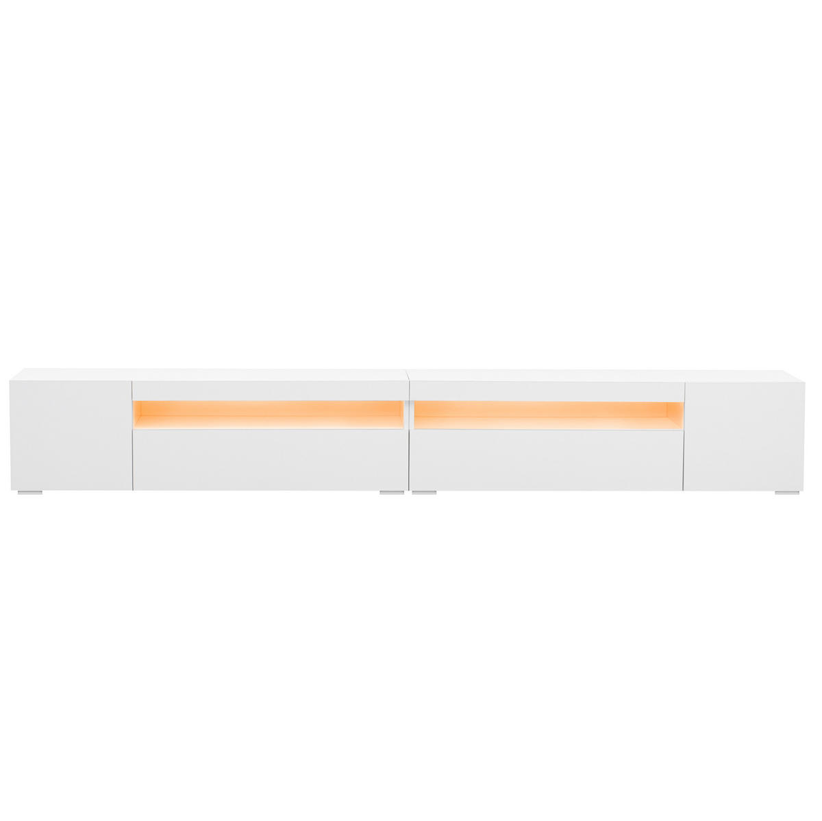 LOWBOARD 240/35,5/38,5 cm in Weiß mit LED-Beleuchtung und viel Stauraum - Weiß, Holzwerkstoff (240/35.5/38.5cm) - Flora Grace