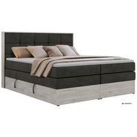 BOXSPRINGBETT ALNOR KING 200/200 - Dunkelgrau Velvet - Topper Visco - H3 - Dunkelgrau/Anthrazit, Kunststoff/Textil (200/200cm) - MKS