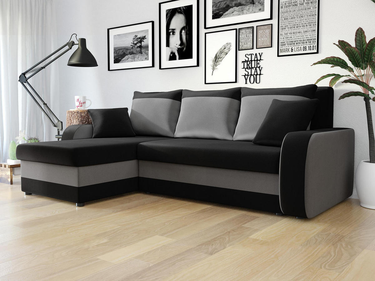 ECKSOFA Kris Lux - Schwarz, Holz/Kunststoff (238/147cm) - MIRJAN24