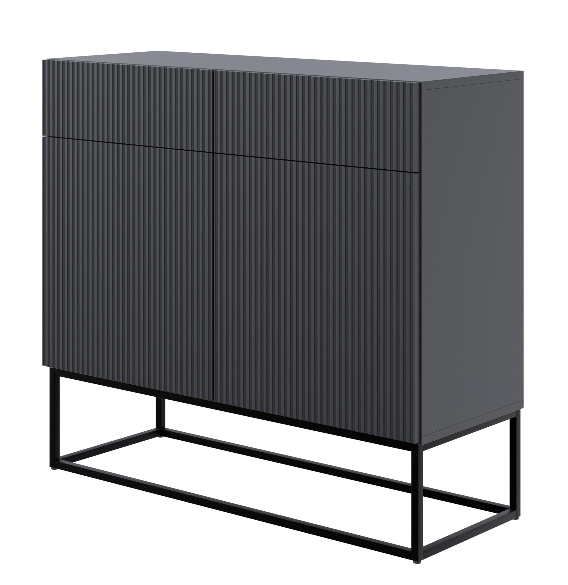 KOMMODE Veldio Schwarz mit schwarzen Beinen 100 cm - Schwarz, Holzwerkstoff/Metall (100/90/38cm) - Selsey