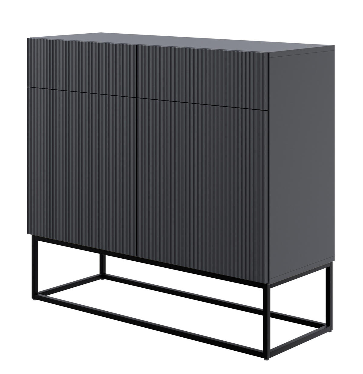 KOMMODE Veldio Schwarz mit schwarzen Beinen 100 cm - Schwarz, Holzwerkstoff/Metall (100/90/38cm) - Selsey