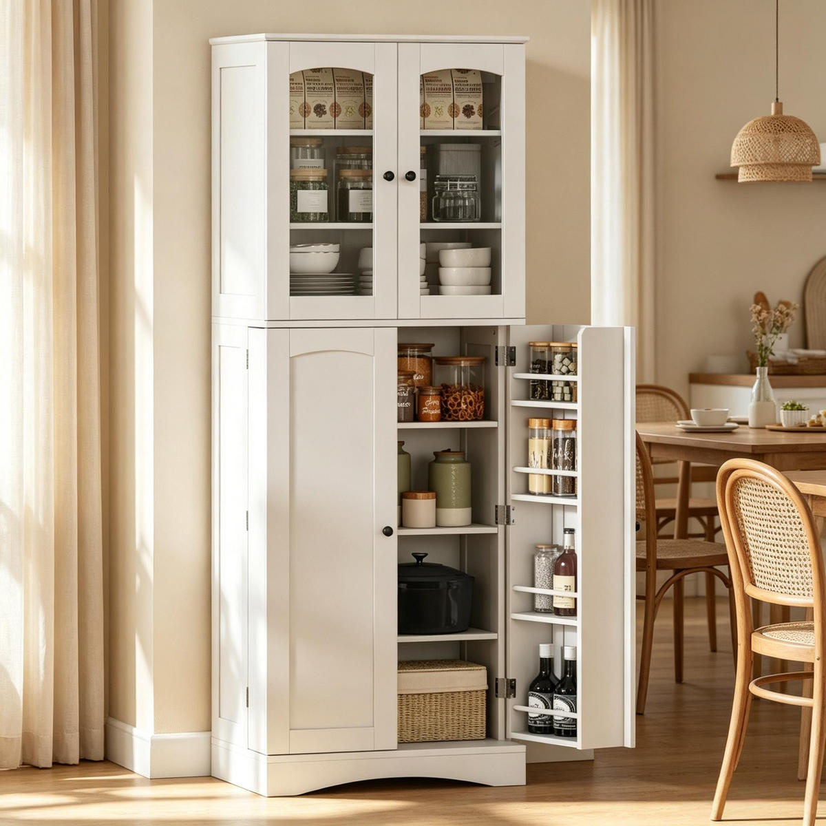 HIGHBOARD DE-38828 60/40/162 cm Acrylvitrinen und 6 Türregale Weiß - Weiß, Holzwerkstoff (60/162/40cm) - ComfortXL