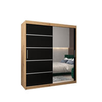 SCHWEBETÜRENSCHRANK 200/180/62 2-türig - Silberfarben/Schwarz, Holz/Kunststoff (180/200/62cm) - Abiks Möbel