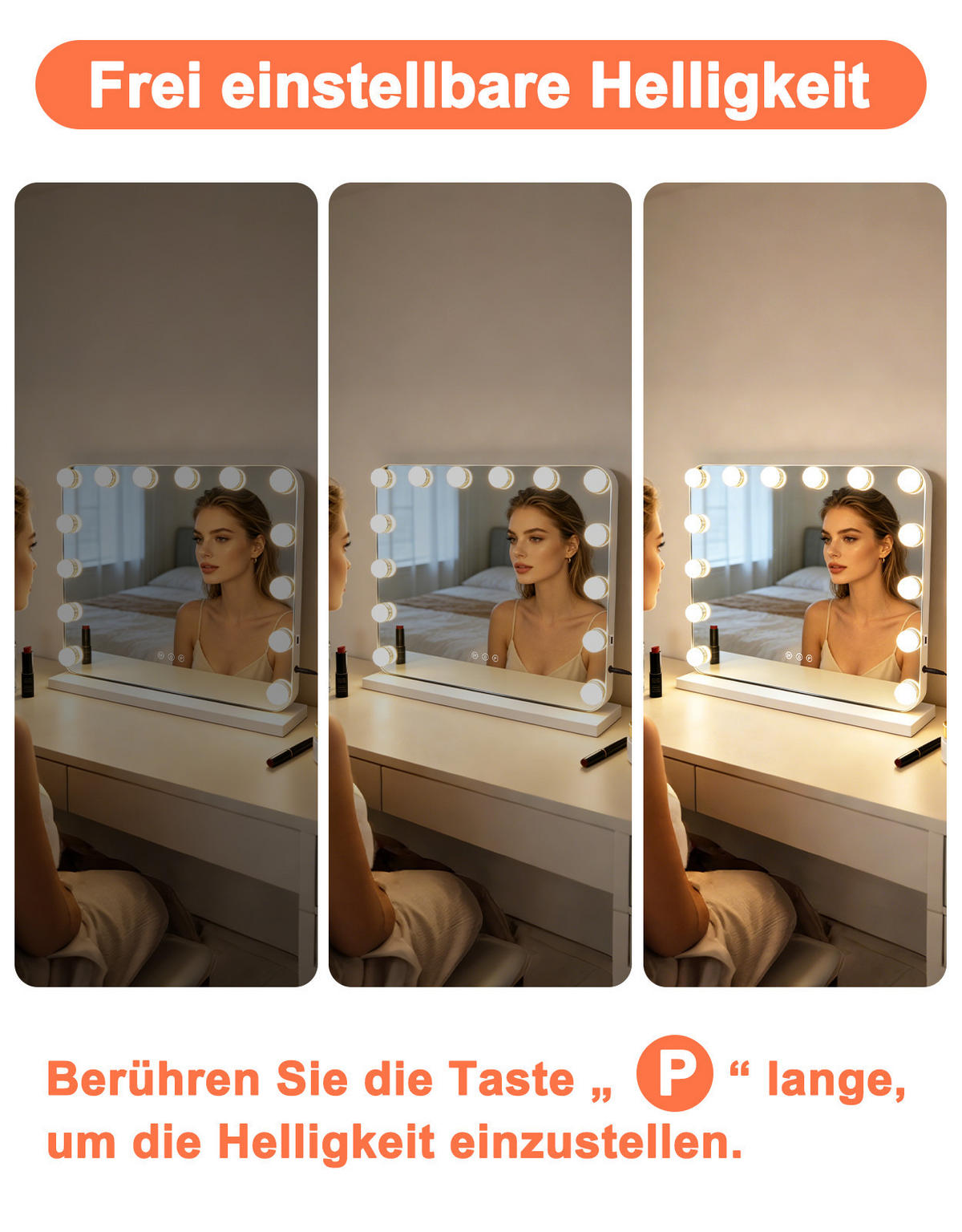 SCHMINKSPIEGEL Draveth 50/12/40 cm - Weiß, Glas/Metall (12/40/50cm) - ZMH