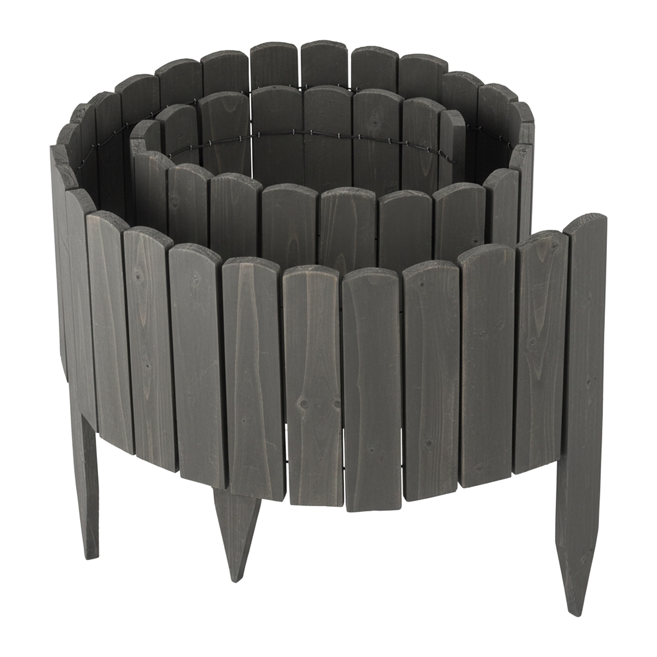 BEETEINFASSUNG - Anthrazit, Holz (200/45/1cm) - Relaxdays