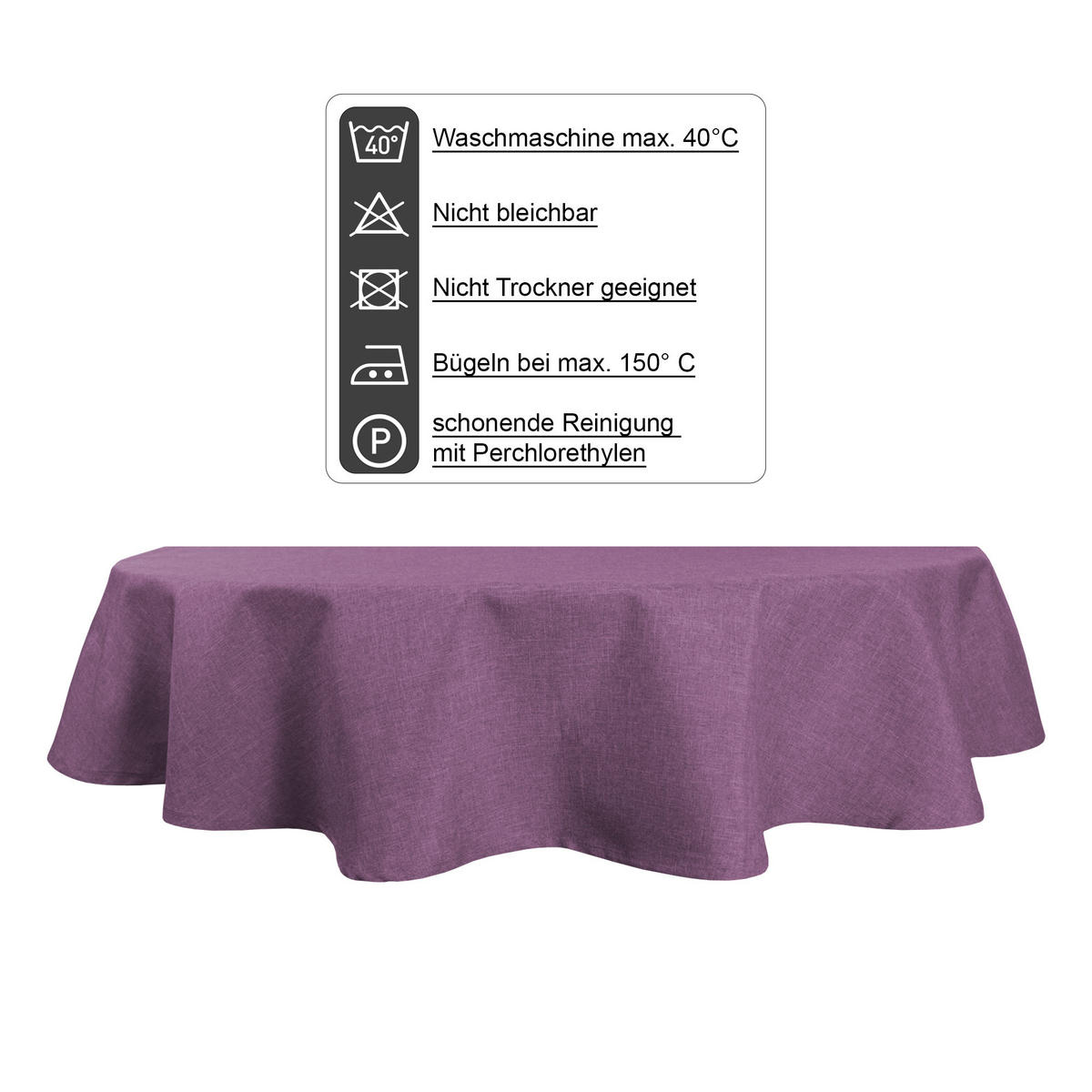 TISCHDECKE Leinenoptik 135/180 cm oval Flieder - Flieder, Textil (135/180cm) - TiborTex