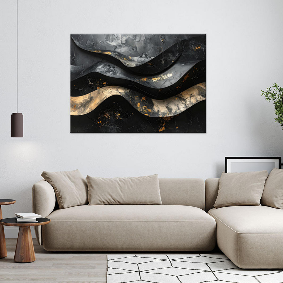 LEINWANDBILD Abstraktion 90x60cm - Schwarz, Textil (90/60cm) - Feeby