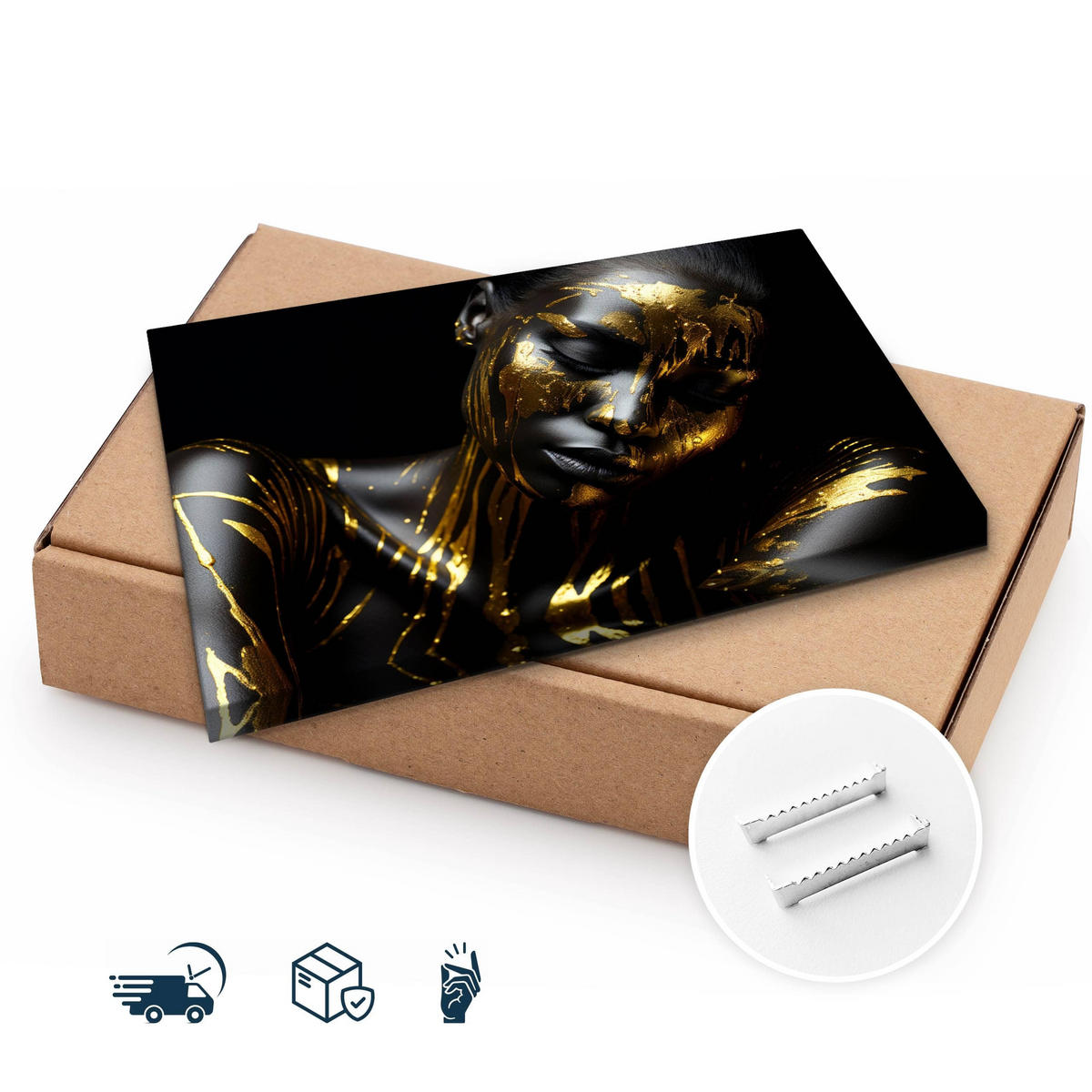 LEINWANDBILD abstraktes Porträt Frau Glamour Stil 30cm x 20cm - Beige/Gelb, Textil (30/20cm) - Muralo