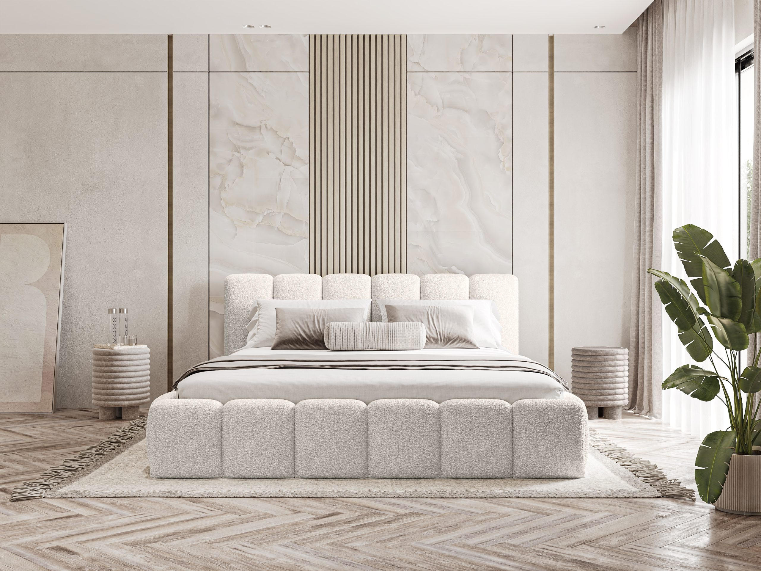 Thumbnail - Fedve Polsterbett, Weiß, Textil, 200x200 cm, Schlafzimmer, Betten, Polsterbetten