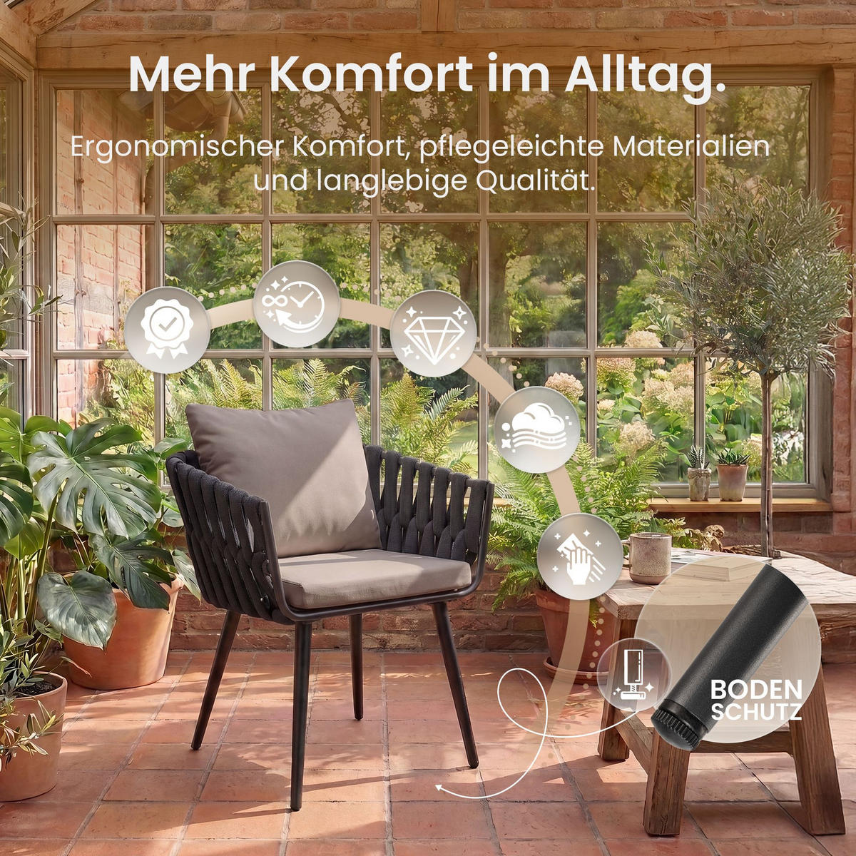 GARTENSTUHL Metall Grau - Grau, Metall (61/43/56cm) - CLP