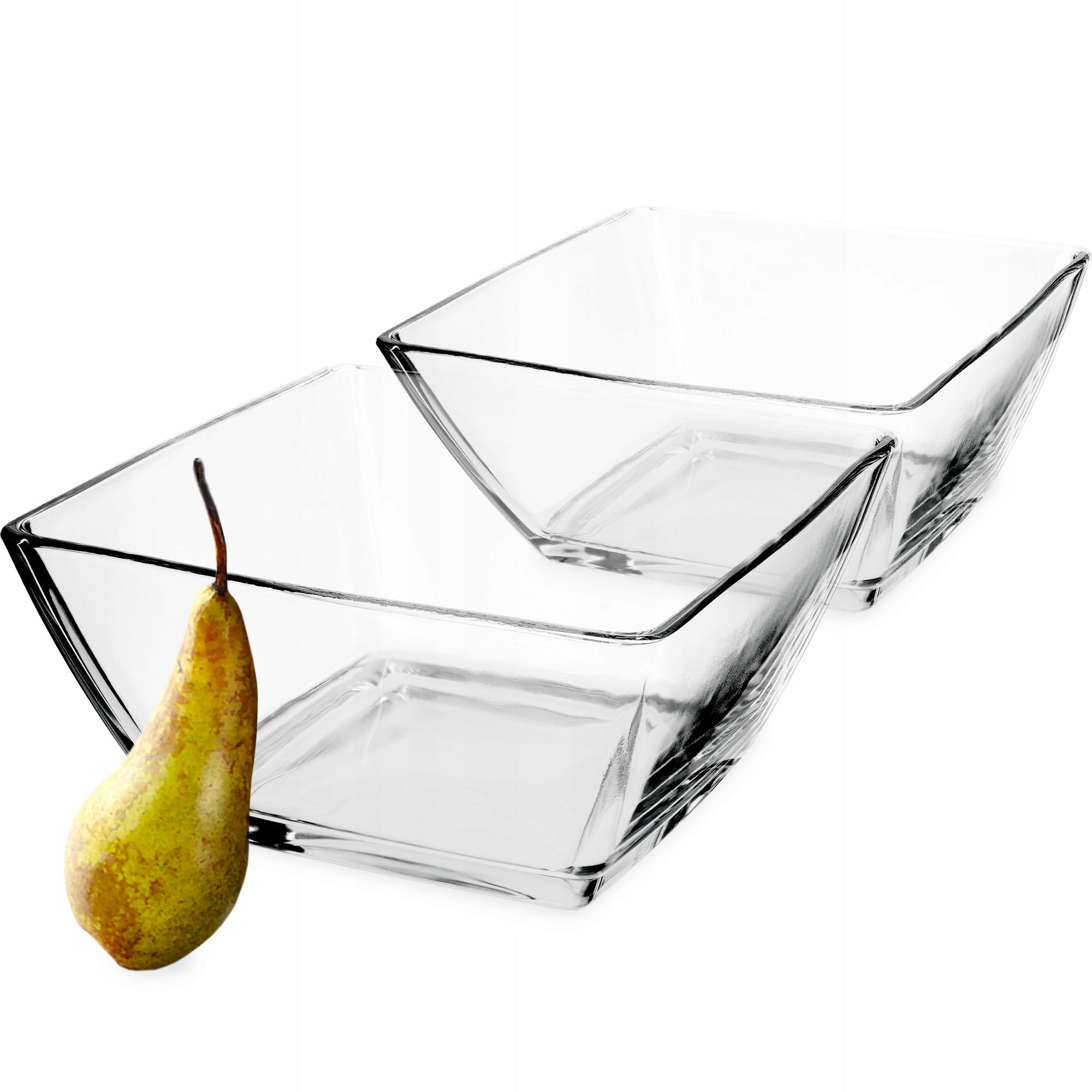 SALATSCHÜSSEL, Quadratisch, 19 cm, 2 Stück - Transparent, Glas (19cm) - KADAX